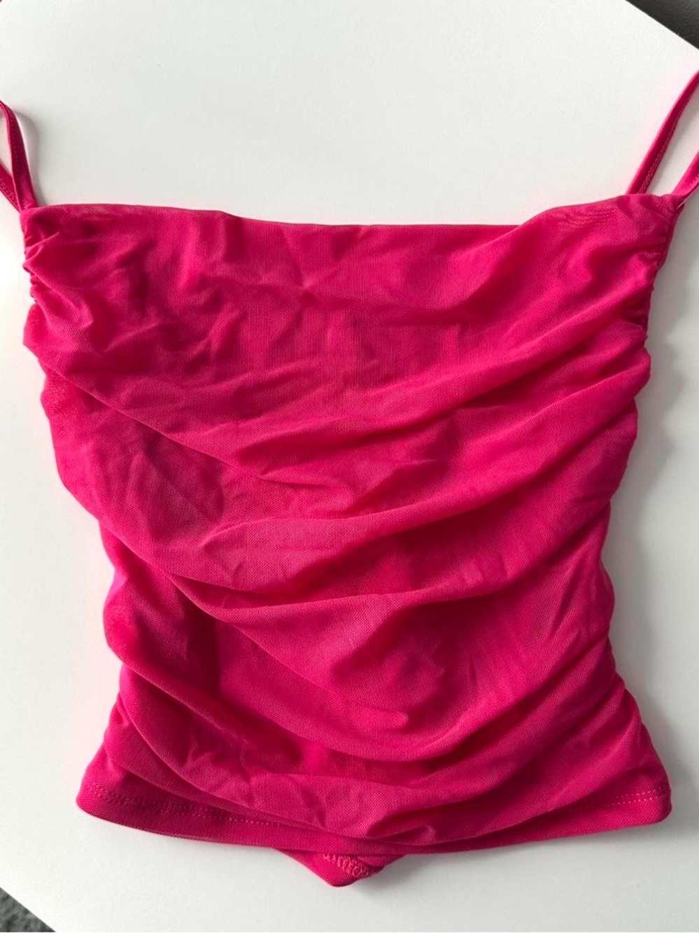 Pink Ruched Spaghetti Strap Tank Top - Women